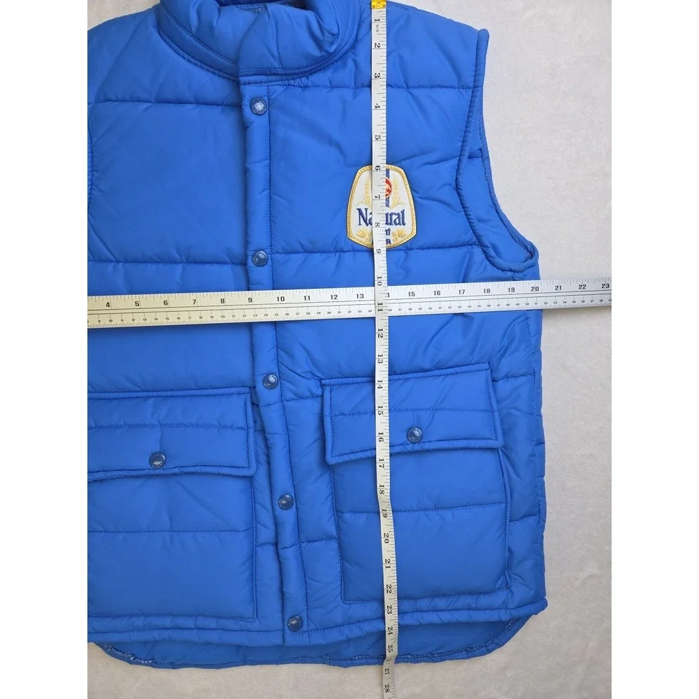 Vintage '70s '80s Natural Light Beer Puffer Vest Size Small Blue USA‎ A & Eagle